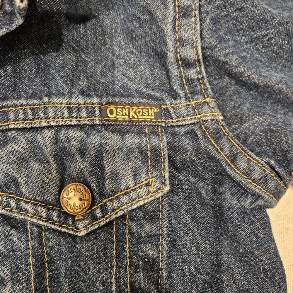 Vintage OshKosh B'gosh Blue Denim Jacket with Red Plaid Lining